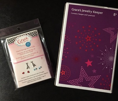 American Girl Grace39s Jewelry Keeper amp Doll Earrings  Eiffel Tower BOWS Hearts