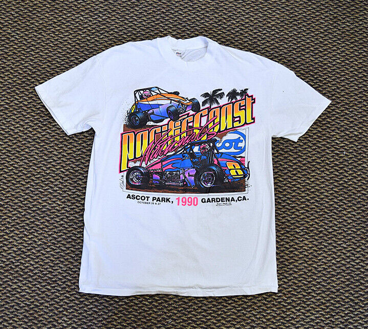 Vtg 1990 Ascot Park Raceway Nascar T-Shirt Racing Sz XL 46-48 ...