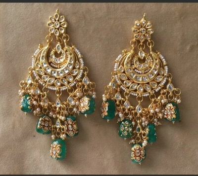 Pearl shop kundan earrings