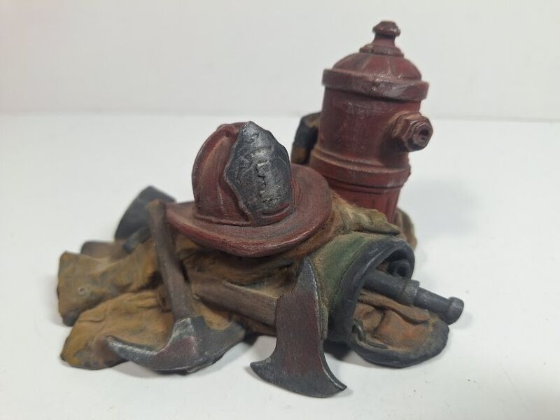 Vintage Resin Statue in Honor of Firefighters 1999