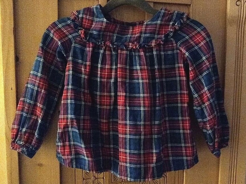 Oshgosh Blue Jean Bibbed, Tullee Skirt  Red and Blue Plaid Shirt T3