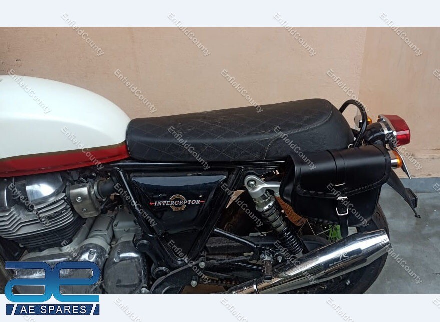 For Royal Enfield Interceptor 650 & Continental GT 650 Genuine Leather Black Pannier Bag