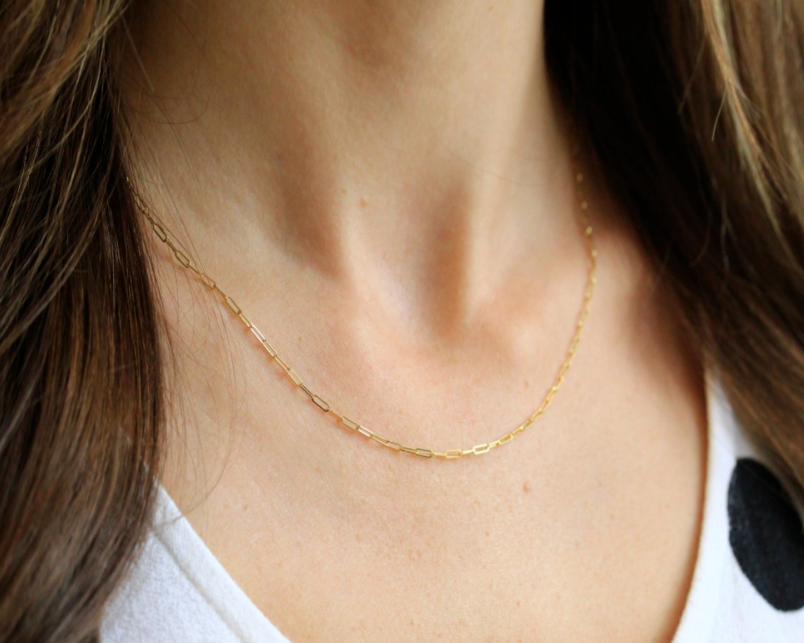 Pre-owned Jewelry By Paula 14k Solid Yellow Gold 1.8 Mm Paperclip Chain Link Layer Thin Necklace 16" To 24"