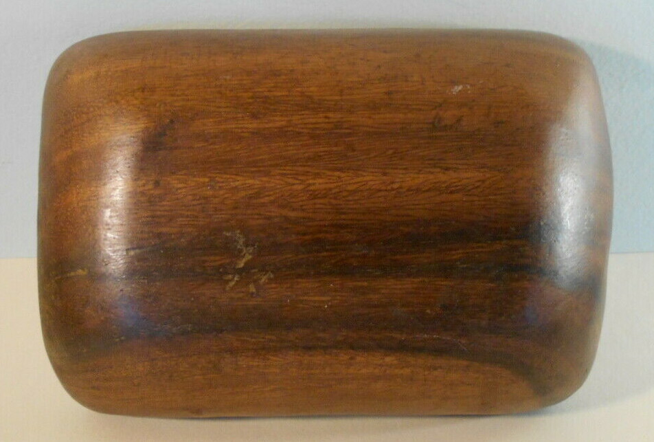 Vintage Handcrafted Monkey Pod Wood Bowl with Capiz Shell Lining