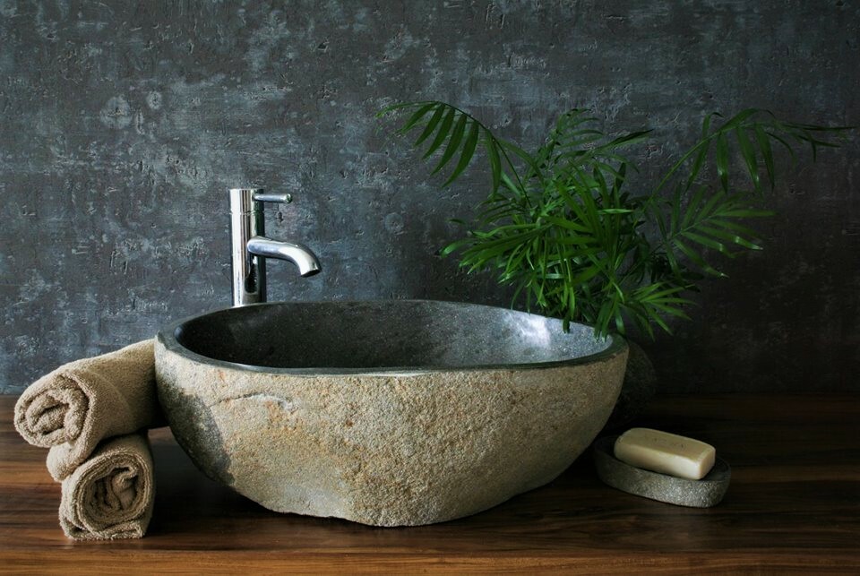 River Stone RSB2 Waschbecken Naturstein Flussstein Seifenschale gratis InduStone