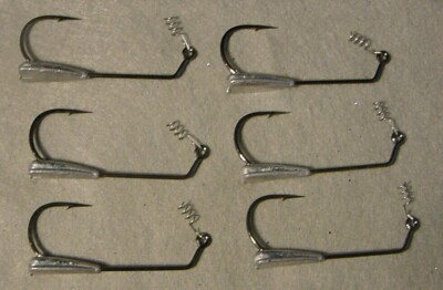 6 ~Mustad 1/4 oz Weighted 7/0 Keeper Hooks ~Flukes Senkos Swimbaits Craws Worms~