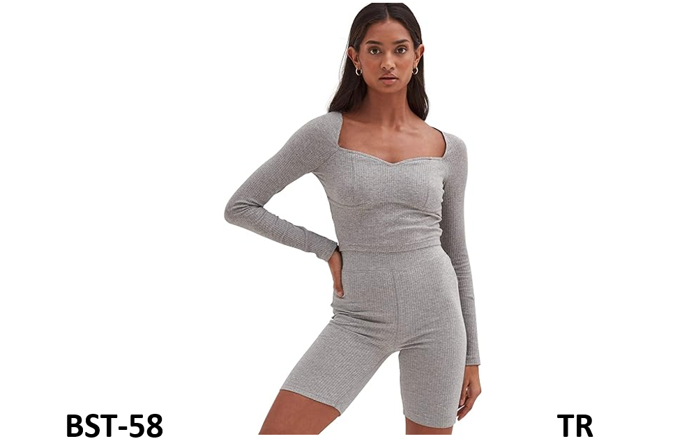 4TH & RECKLESS Women's Ada Rib Bodycon Shorts for Yoga or Exercise, Gray, Medium