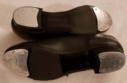 Womens Capezio Tele Tone Jr #442 Sz 12 Wide Black Leather Dance Tap Shoes