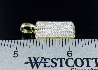 Pre-owned Jewelry Unlimited Men's 10k Yellow Gold Ice Out Diamond Dogtag Fine Pendant 0.35 Ct 1.2 Inches In H-i