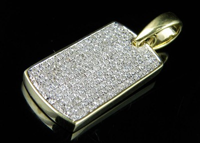 Pre-owned Jewelry Unlimited Men's 10k Yellow Gold Ice Out Diamond Dogtag Fine Pendant 0.35 Ct 1.2 Inches In H-i