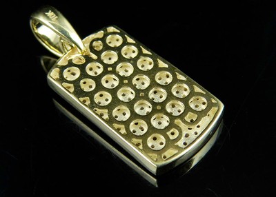 Pre-owned Jewelry Unlimited Men's 10k Yellow Gold Ice Out Diamond Dogtag Fine Pendant 0.35 Ct 1.2 Inches In H-i