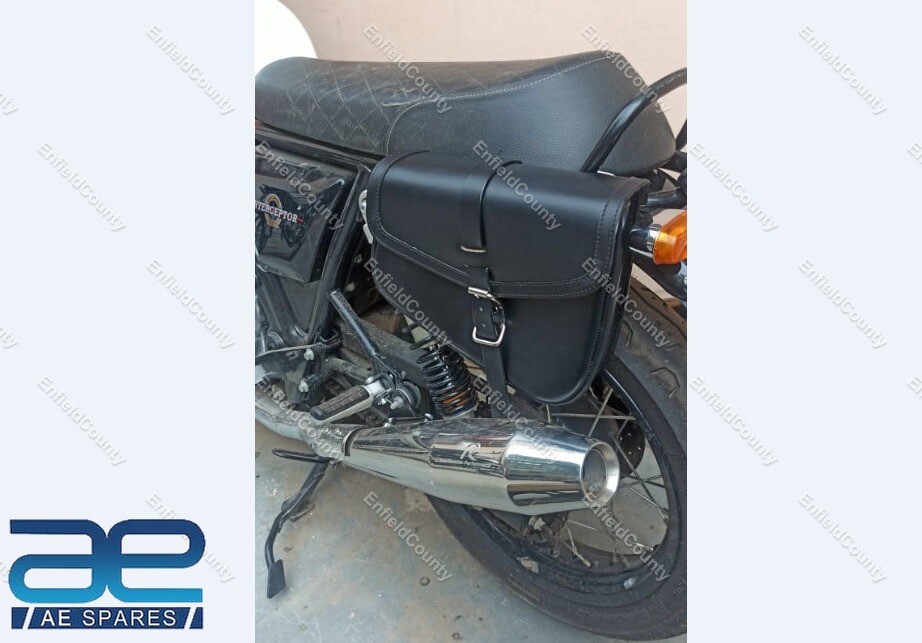 For Royal Enfield Interceptor 650 & Continental GT 650 Genuine Leather Black Pannier Bag
