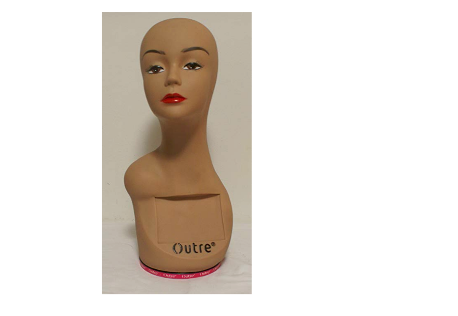 OUTRE 360 TURNING Mannequin Tan Head Model Stand Wig Hat Scarf Display 19