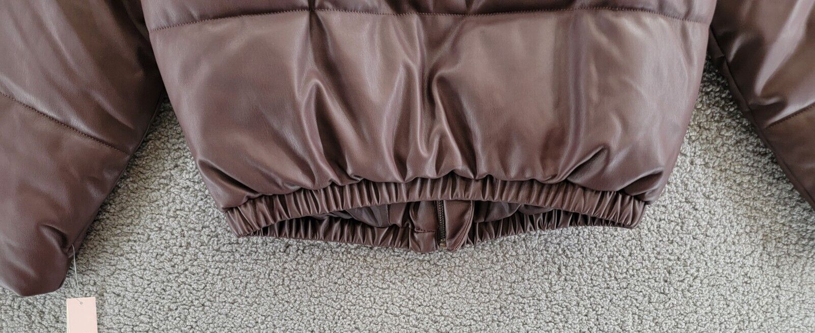 AQUA Faux Leather Puffer Jacket Women's XS Maroon Side Pockets Zip Closure L/S - Picture 14 of 16