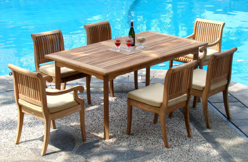 Dsgv Grade-a Teak Wood 7pc Dining 94" Rectangle Table Chair Set Outdoor Patio Nw