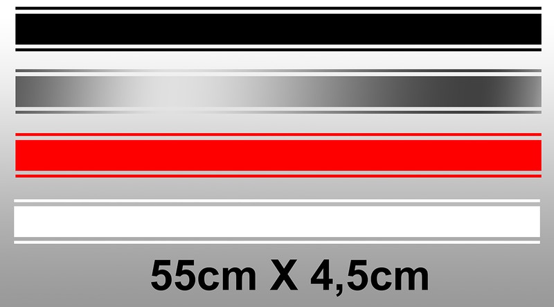 Bande Stripe Triple Filet Auto Moto 55cmx4,5cm Racing Autocollant Sticker Ba240