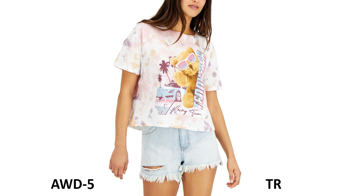 GRAYSON THREADS BLACK Women's Juniors' Teddy Bear Graphic-Print T-Shirt, White,M