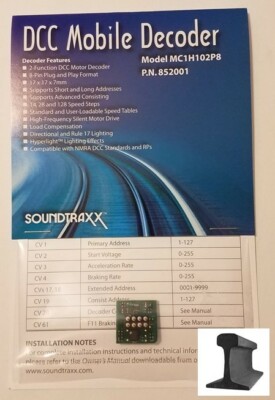 SoundTraxx ~ New 2024 ~ DCC Motor Decoder 8 Pin ~ Hyperlight ~ MC1H102P8 ~852001