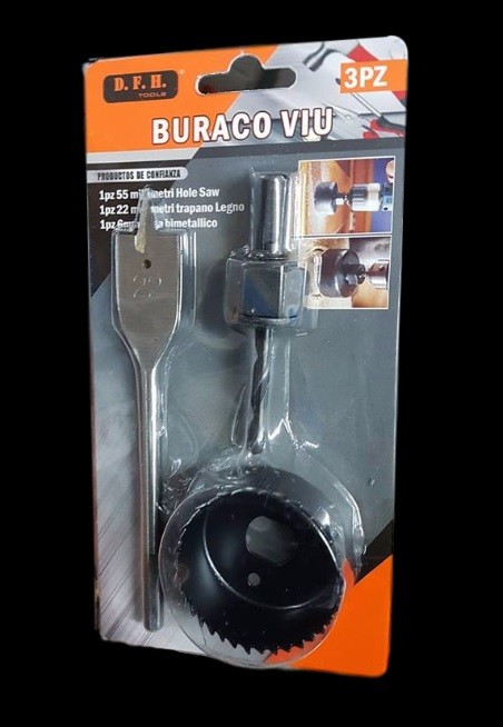 Set 3 Punte Trapano 55mm Fori 22mm Trapano Legno 6mm Bimettalico dfh