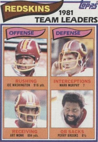 1982 Topps Art Monk Joe Washington Mark Murphy #509
