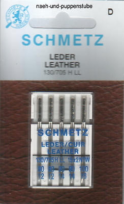5 Leder-Nadeln Schmetz 130-705H LL  Flachkolben Stärken 80, 90 und 100 Leather