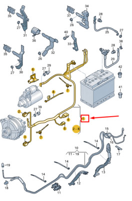 VW POLO AW MK6 Anlasser- und Lichtmaschinen-Kabelbaum 2Q0971349DH, NEU, ORIGINAL