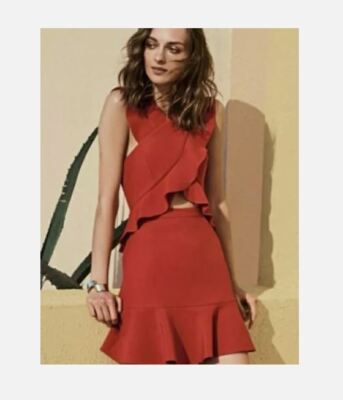 NEW 389 bcbg maxazria dress ruffle short red Careen 0 2 4 6