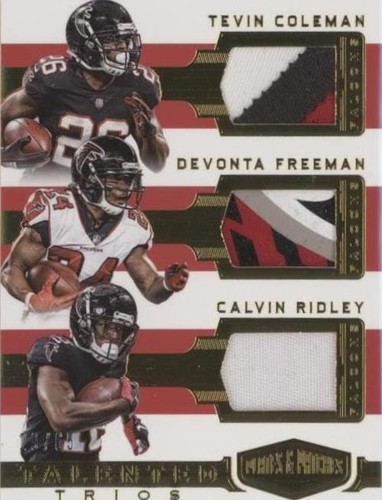 2018 Panini Plates & Patches Calvin Ridley Devonta Freeman Tevin Coleman #TT-TDC