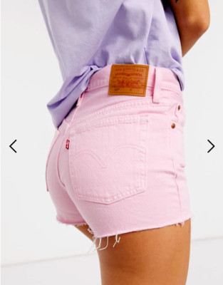 NWT LEVI'S 501 30 Pink Denim High Rise Waist Cut Off Jean Shorts Cutoffs New W30