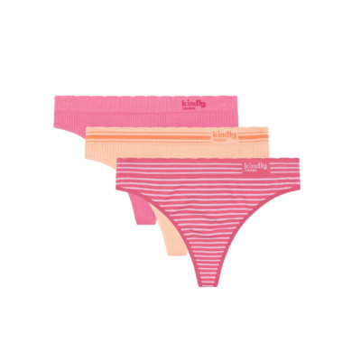 Kindly Yours Women's  3-Pack Seamless, Cotton Thong Panties 