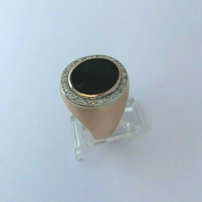 Pre-owned Onyx Men's 18k Yellow Gold  Diamond Ring 11g, Size 9.5 In Pink