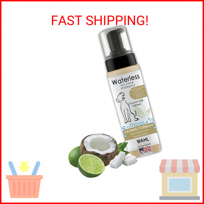 Wahl USA Pet Friendly Waterless No Rinse Shampoo for Animals &ndash; Oatmeal & Coconut