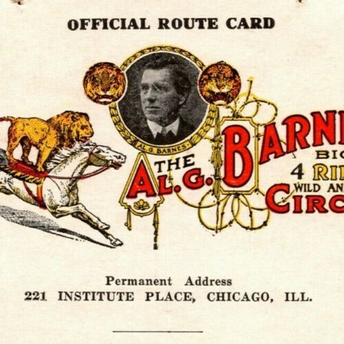 Vintage 1930 Al G. Barnes Circus Route Card Idaho Montana - Lion Horse