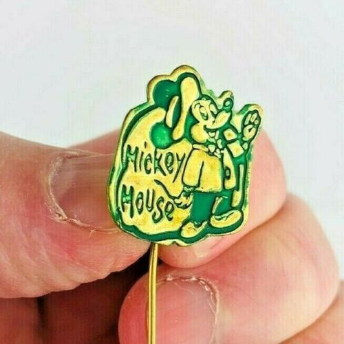 Walt Disney 1960s Mickey Mouse Green Stick Pin Dutch Button Productions  *J14b