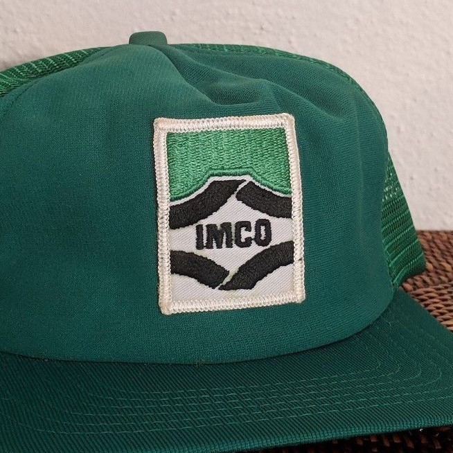 Vintage IMCO Oil Rig Halliburton Company Green Snapback Mesh Hat Patch Cap  RARE