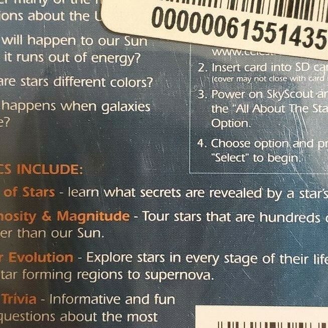 CELESTRON SKYSCOUT PERSONAL PLANETARIUM SCOPE EXPANSION CARD - ALL ABOUT STARS