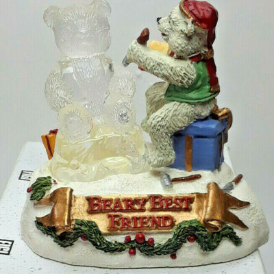 1997 Figi Santa's Crystal Valley Christmas Figurine Beary Best Friend iE/2522 A9