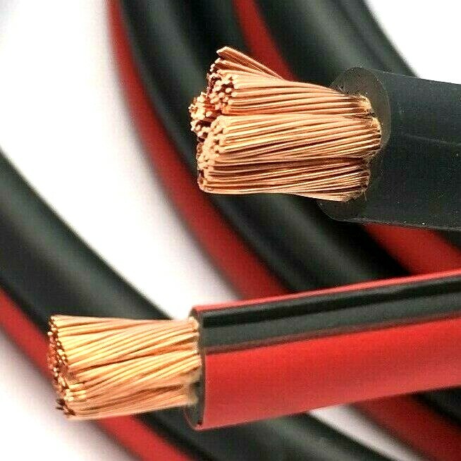 Battery Booster Jumper Cable Twin Wires Flexible Pure Copper 2 Gauge AWG Size eBay