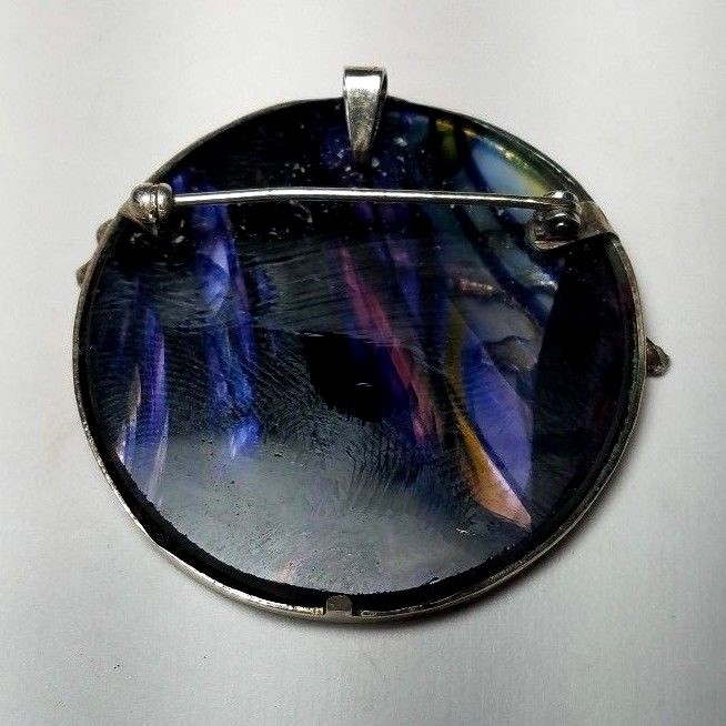 ESTATE STERLING SILVER ART GLASS TREE PENDANT or PIN by PPC-925-FREE SHIP
