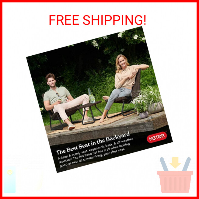 Keter Resin Wicker Patio Furniture Set with Side Table and Outdoor Chairs
