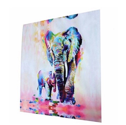 Multicolor Elephant Pattern Canvas Painting Frameless Pictures Living Room Decor