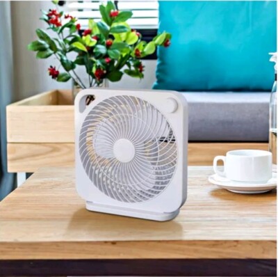 Mainstays New Style 9 inch Box Indoor Comfort Personal AC Electric Fan 3 Speeds 