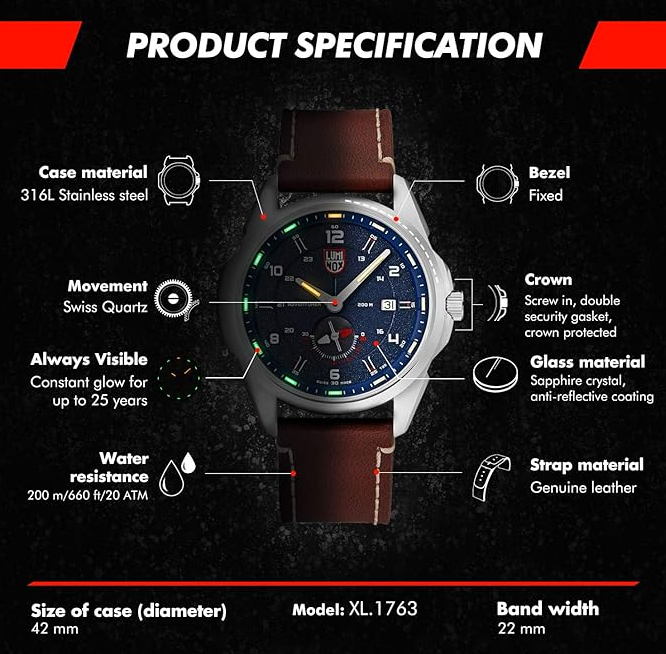 LUMINOX LUMINOX XL.1763 MEN'S ATACAMA ADVENTURER SAPPHIRE CRYSTAL FIELD WATCH