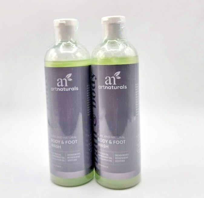 Two Bottles of Artnaturals Body and Foot Wash, 12 Ounce Tea 