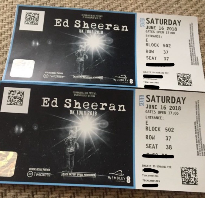 Ed Sheeran Wembley Tickets Saturday 16th June in Isleworth, London Gumtree