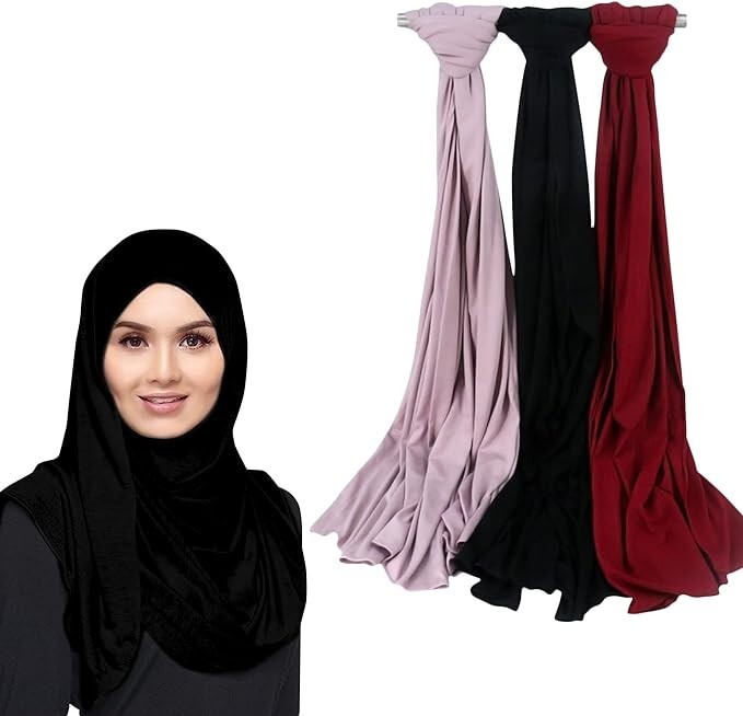Classy Solid Color Jersey Hijab Lightweight Soft Muslim Head Scarf Long Scarf.