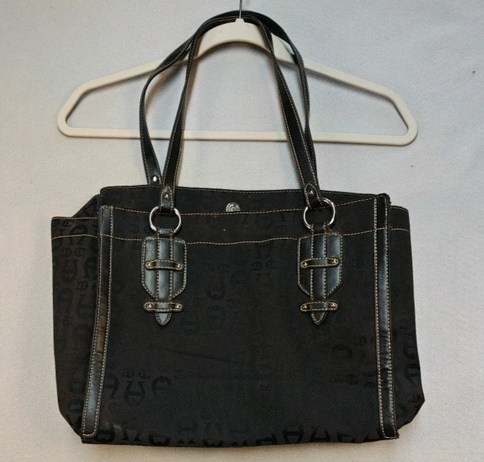 Etienne Aigner Black Logo Shoulder Bag Multi Pockets