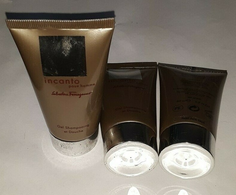 3 tube lot SALVATORE FERRAGAMO INCANTO SHAMPOO AND SHOWER GEL FOR MEN unsealed