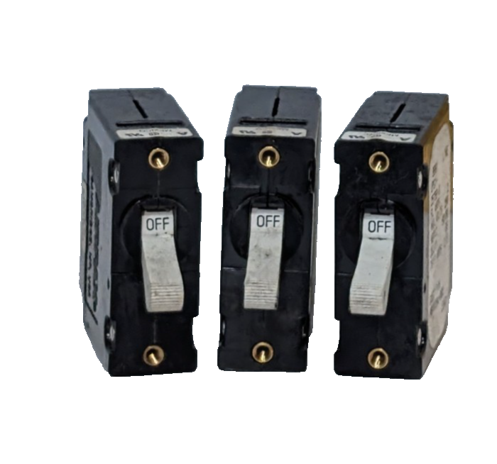 Lot of 3: Airpax UPG1-25758-3 circuit breakers, 2A, 250V, 66 d...