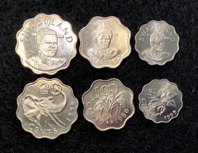 Swaziland 3 Coins Set 5, 10, 20 Cents UNC World Coins